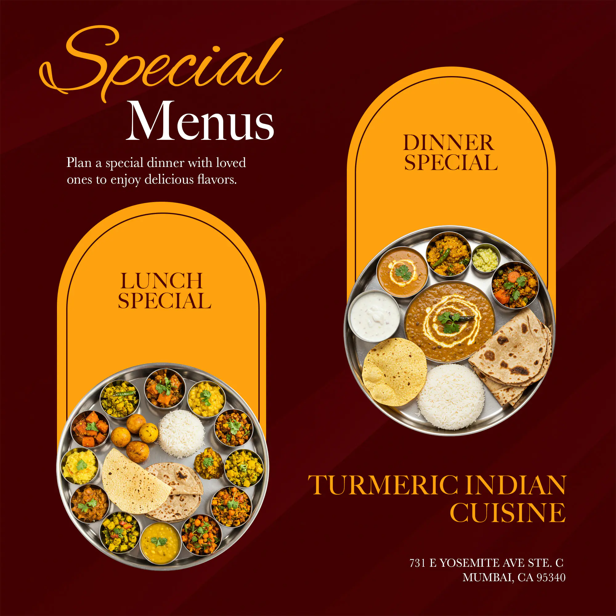 Indian Restaurant Special Menus Template