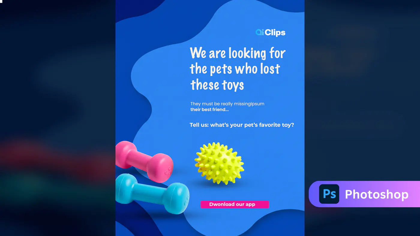 Lost Pet Toys Awareness PSD Template