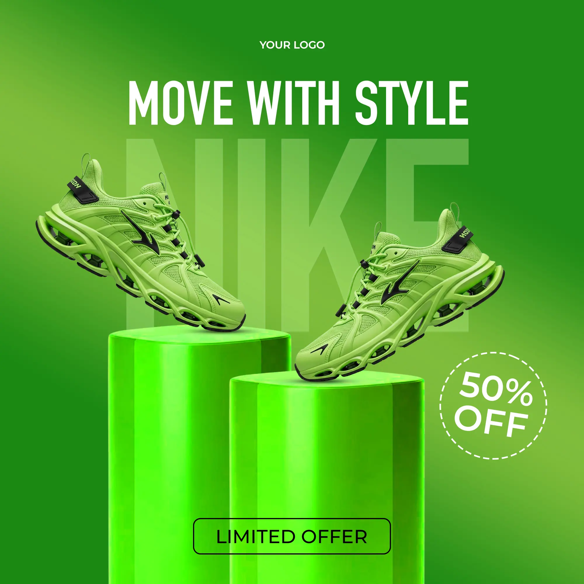 Neon Sport Shoe Ad Template
