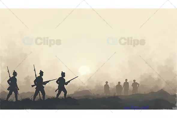 Soldier Silhouettes at Sunrise