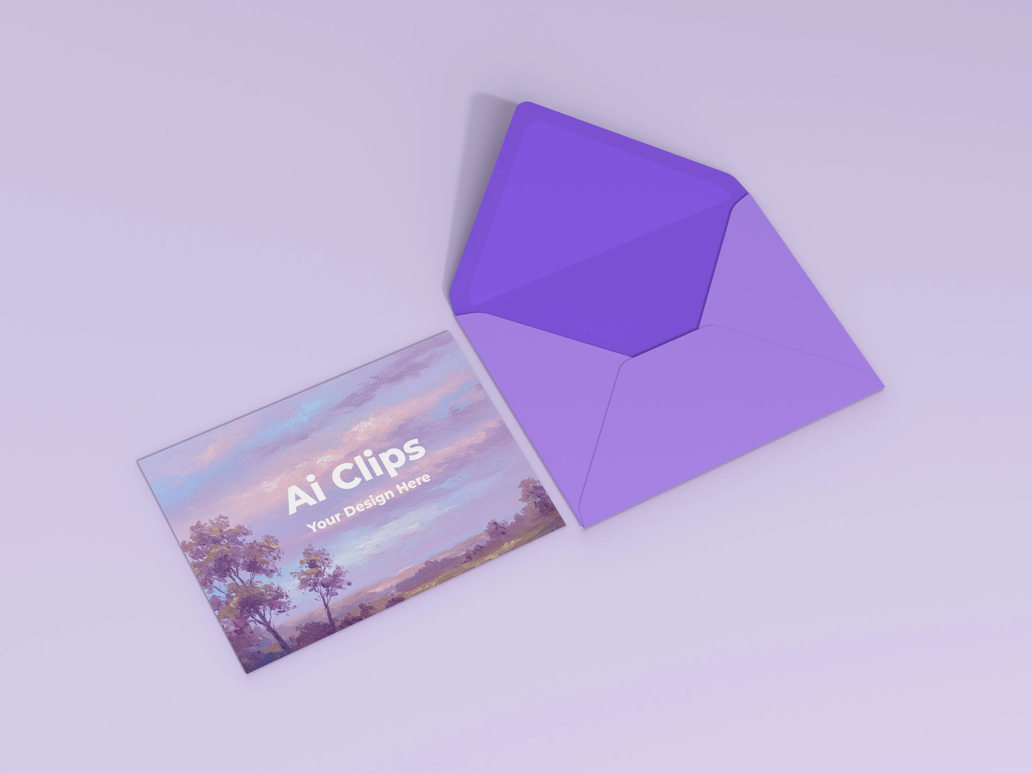 Purple Landscape Envelope & Card Mockup