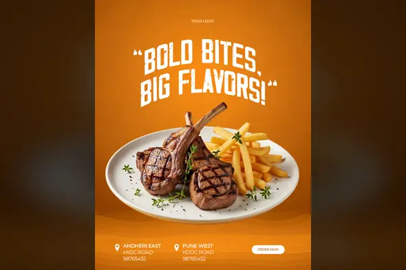 Grilled Meat Dish Promotional Template