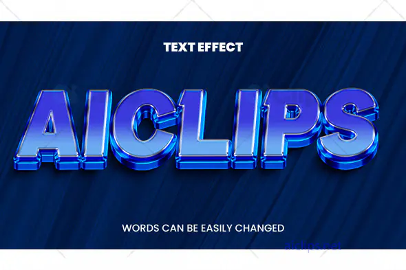 Metallic Blue 3D Text Effect PSD