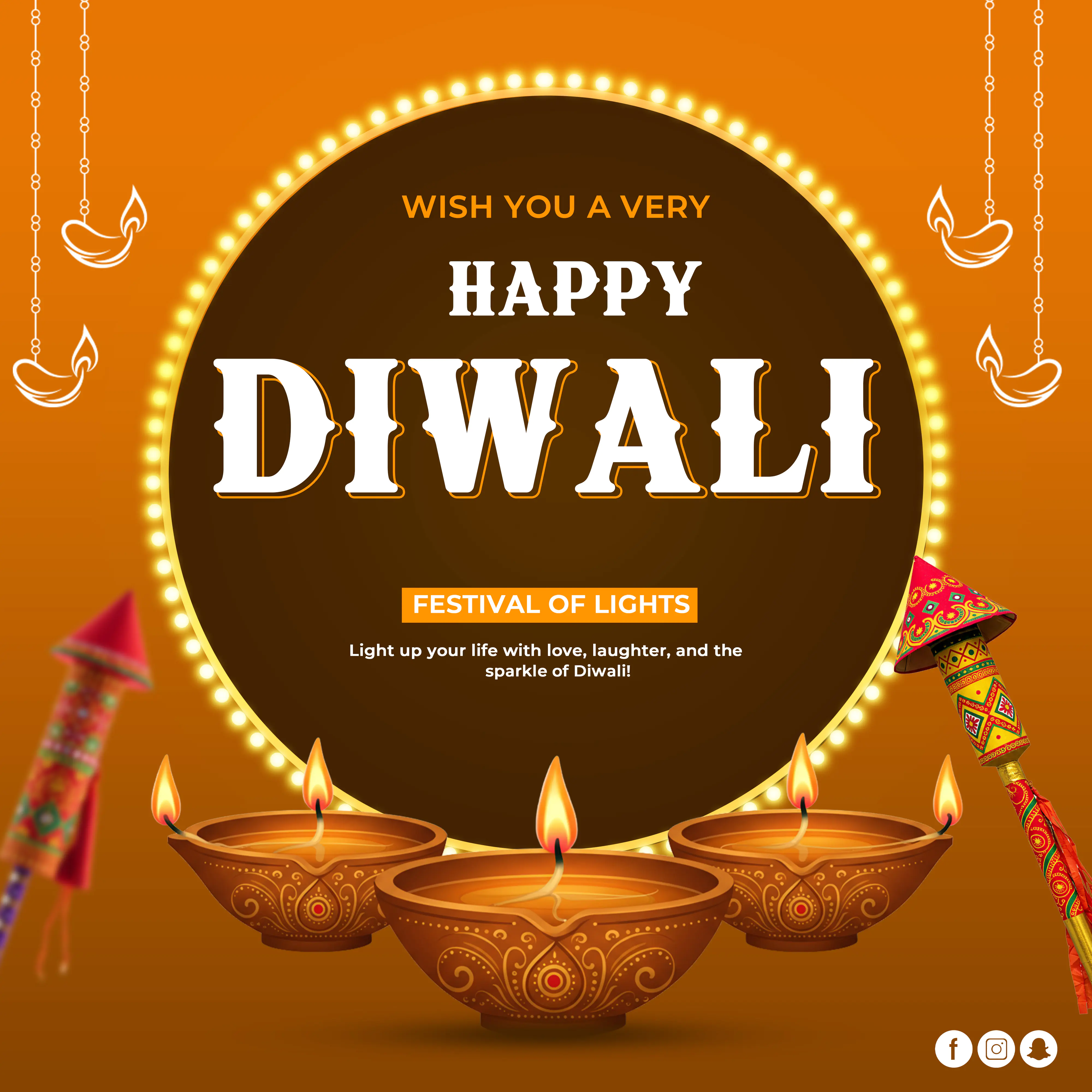 Illuminated Diwali Greeting Template