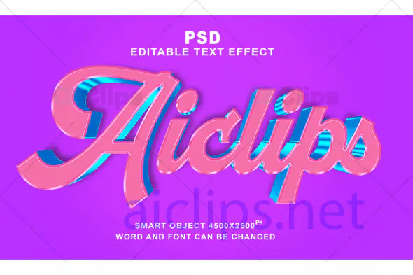 Retro Pink 3D Text Effect PSD