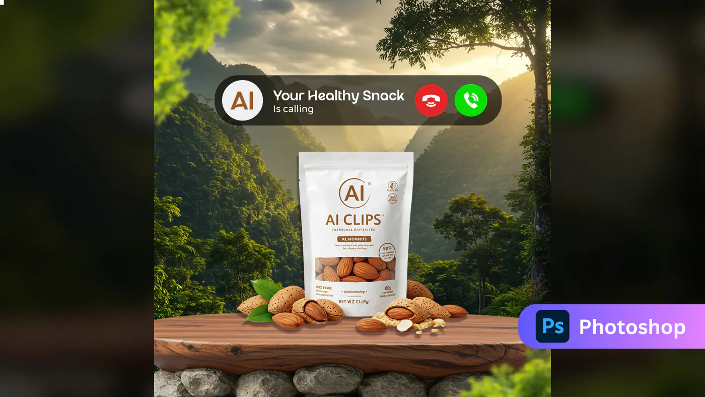 Nature-Theme Almond Healthy Snack Template