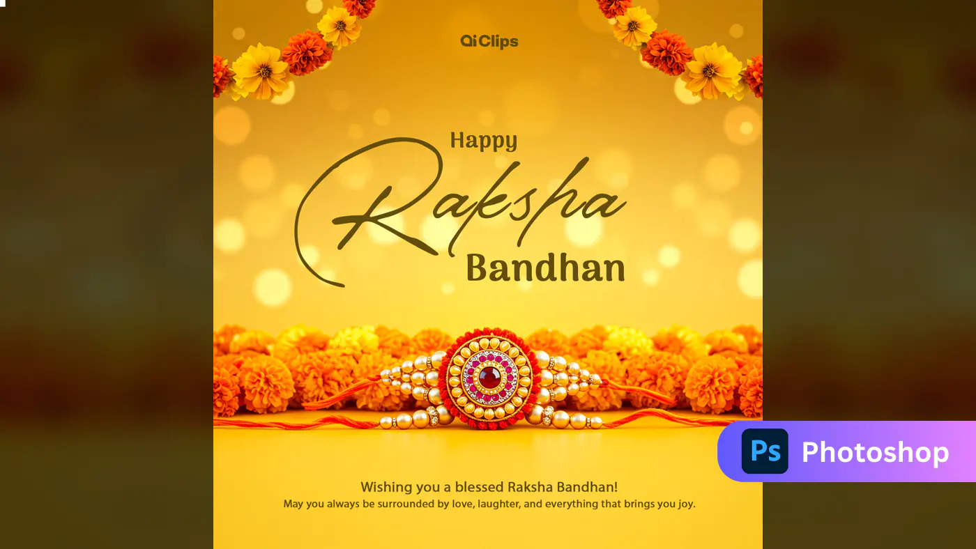 Happy Raksha Bandhan Template Elegant Rakhi Design with Marigold Flowers
