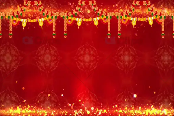 Festive Diwali Background with Golden Lights and Garlands