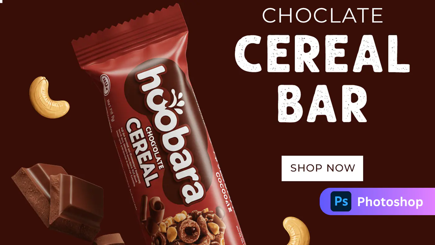 Enhanced Chocolate Cereal Bar Product Advertisement