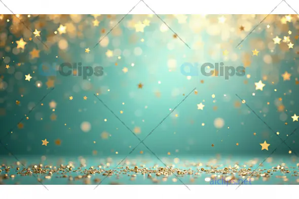 Golden Star Confetti on Blue Background