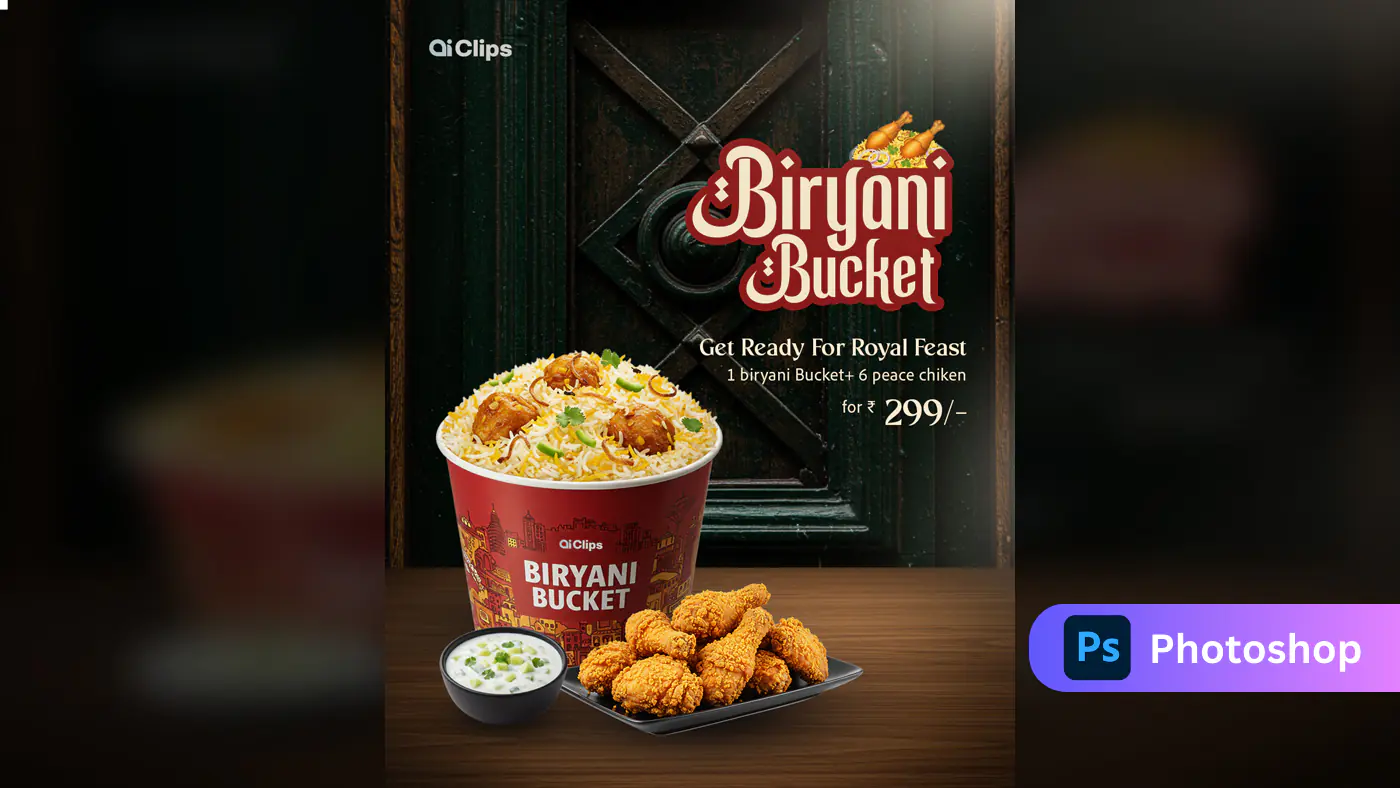 Biryani Bucket Feast Promotional Template