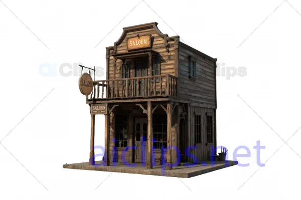 3D Western Saloon Building Model - Vintage Wild West Design