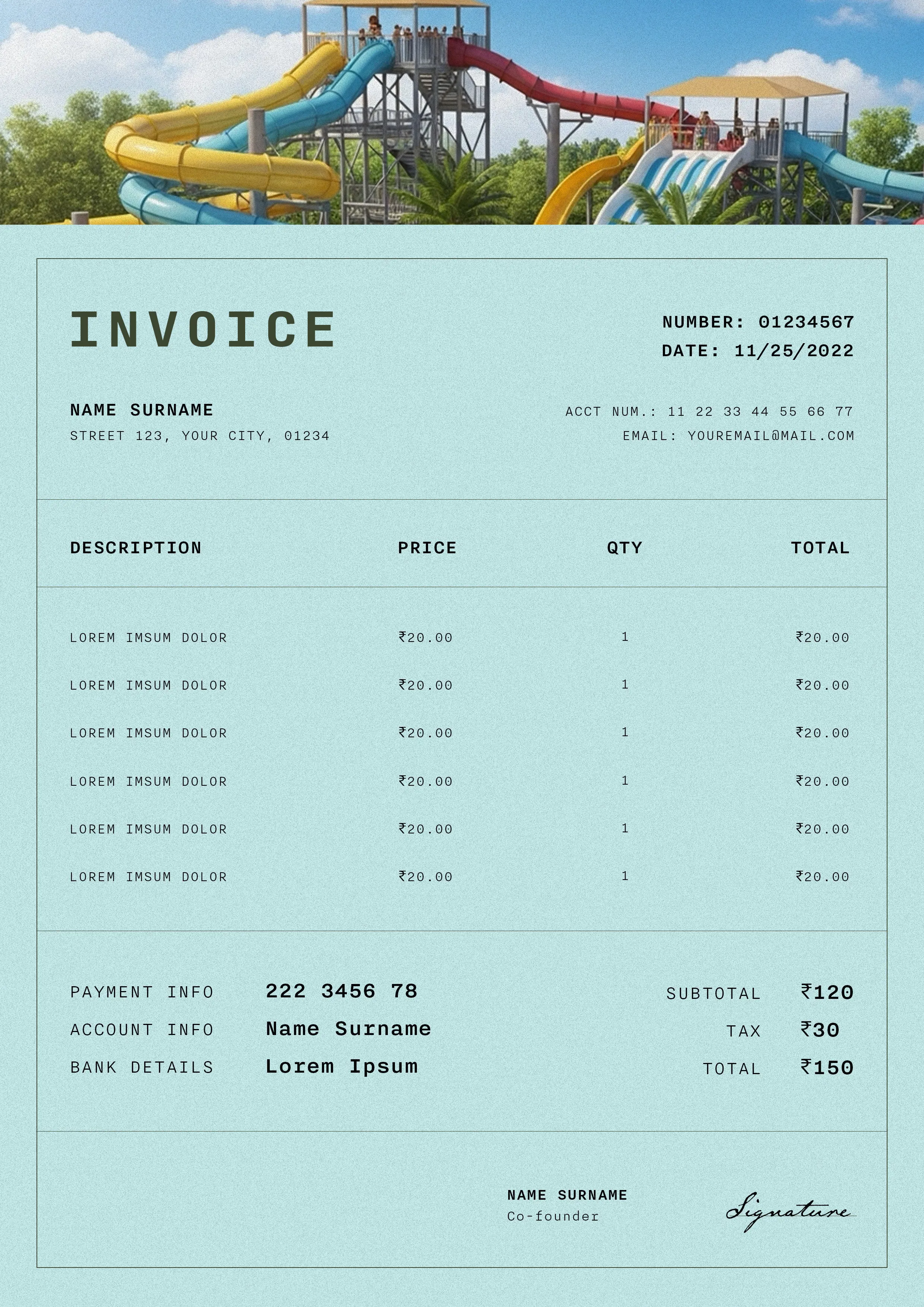 Elegant Gradient Beauty Invoice Design
