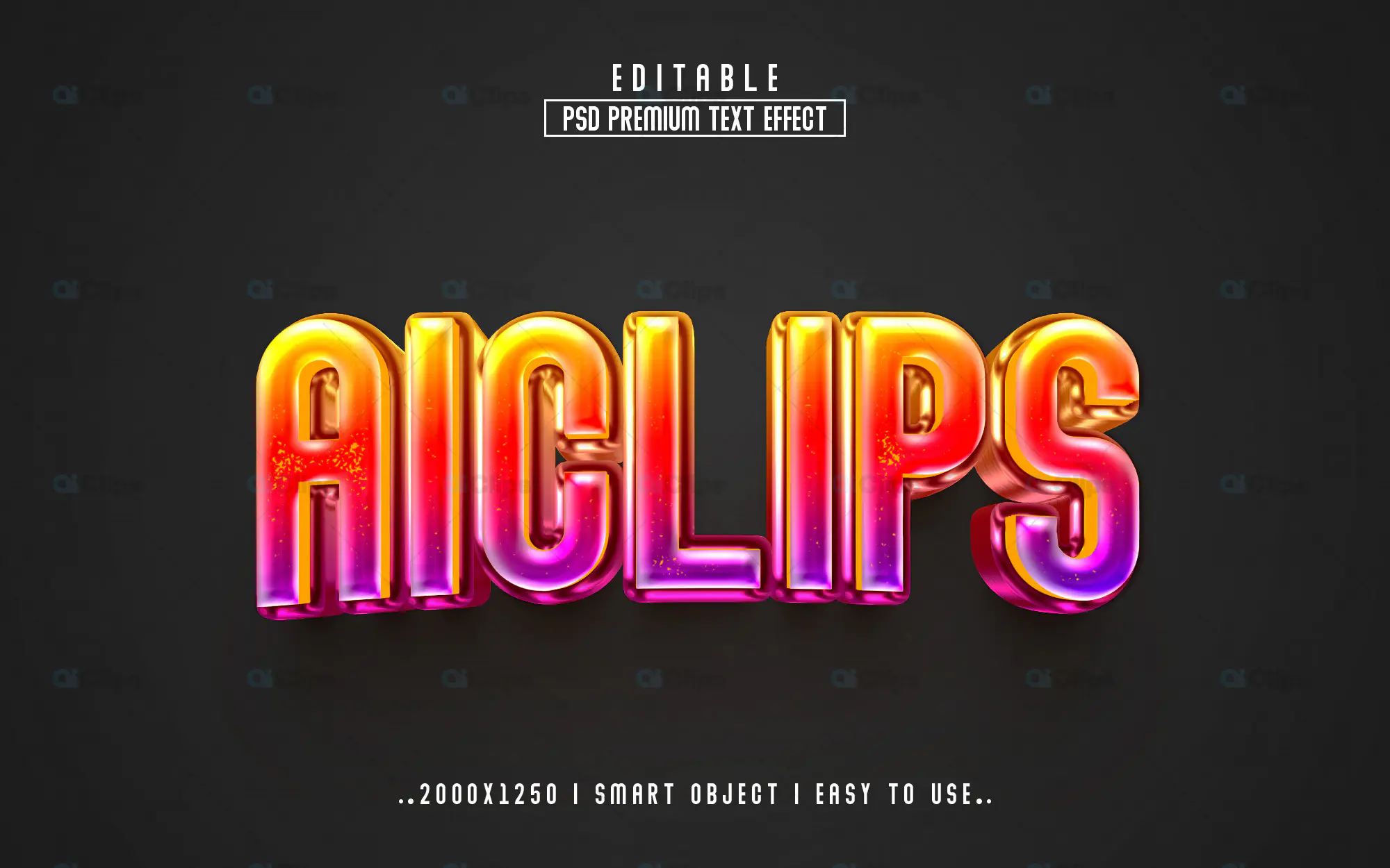 Vibrant 3D Gradient Text Effect PSD