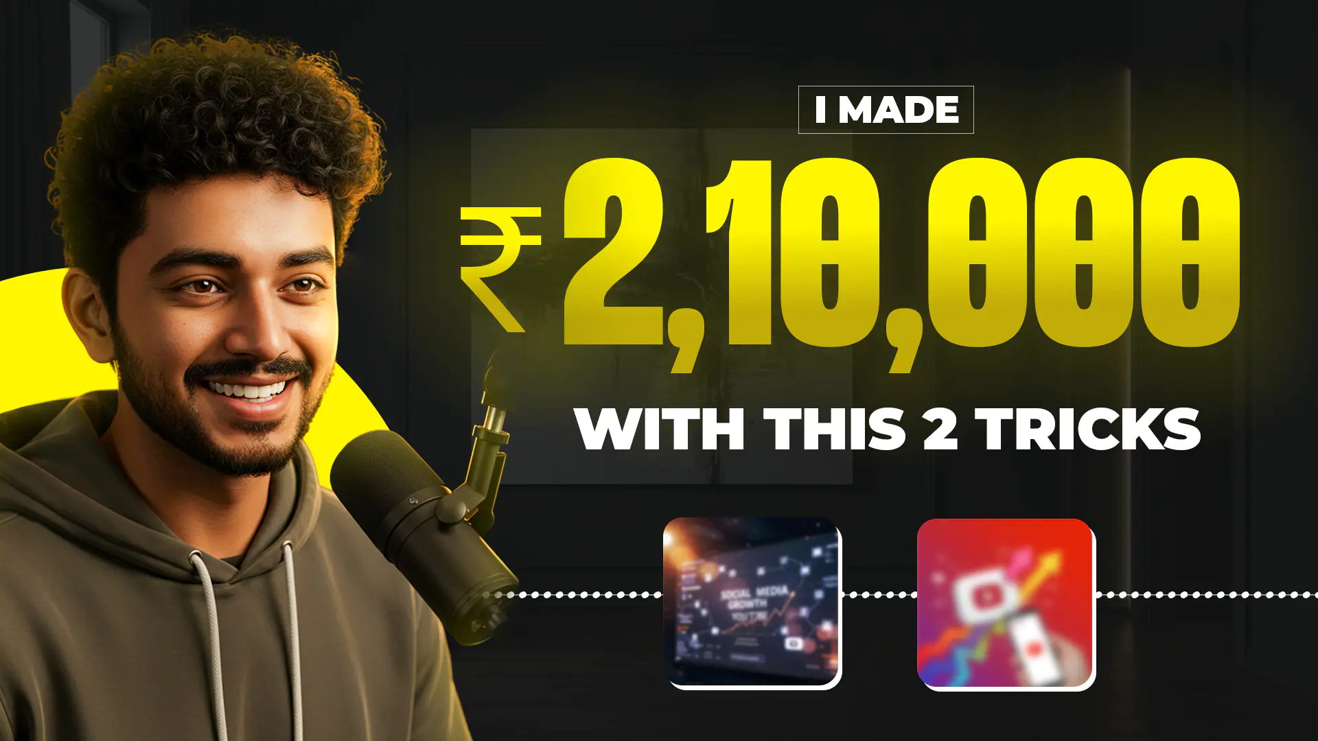₹2,10,000 Earnings YouTube Thumbnail Template Featuring Indian Host