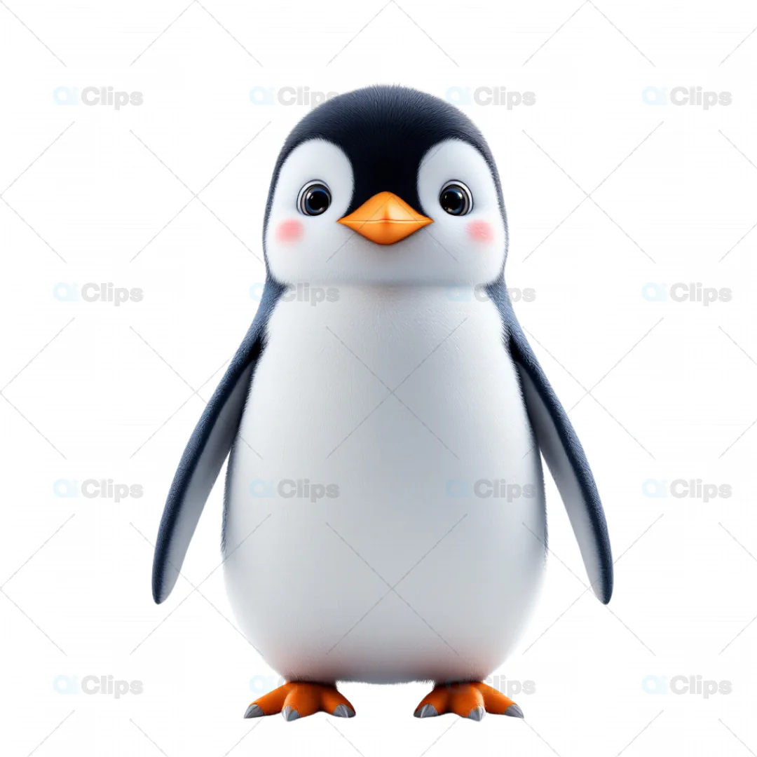 Cute Baby Penguin Cartoon 3D Model