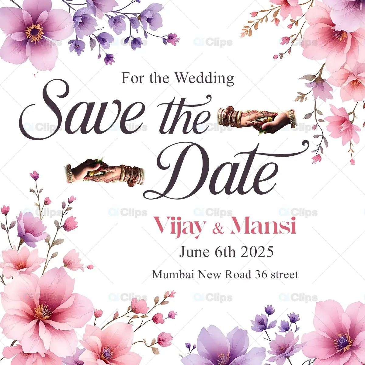 Floral Save the Date PSD Template