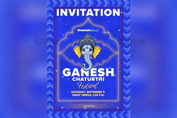 Ganesh Chaturthi Invitation Template PSD