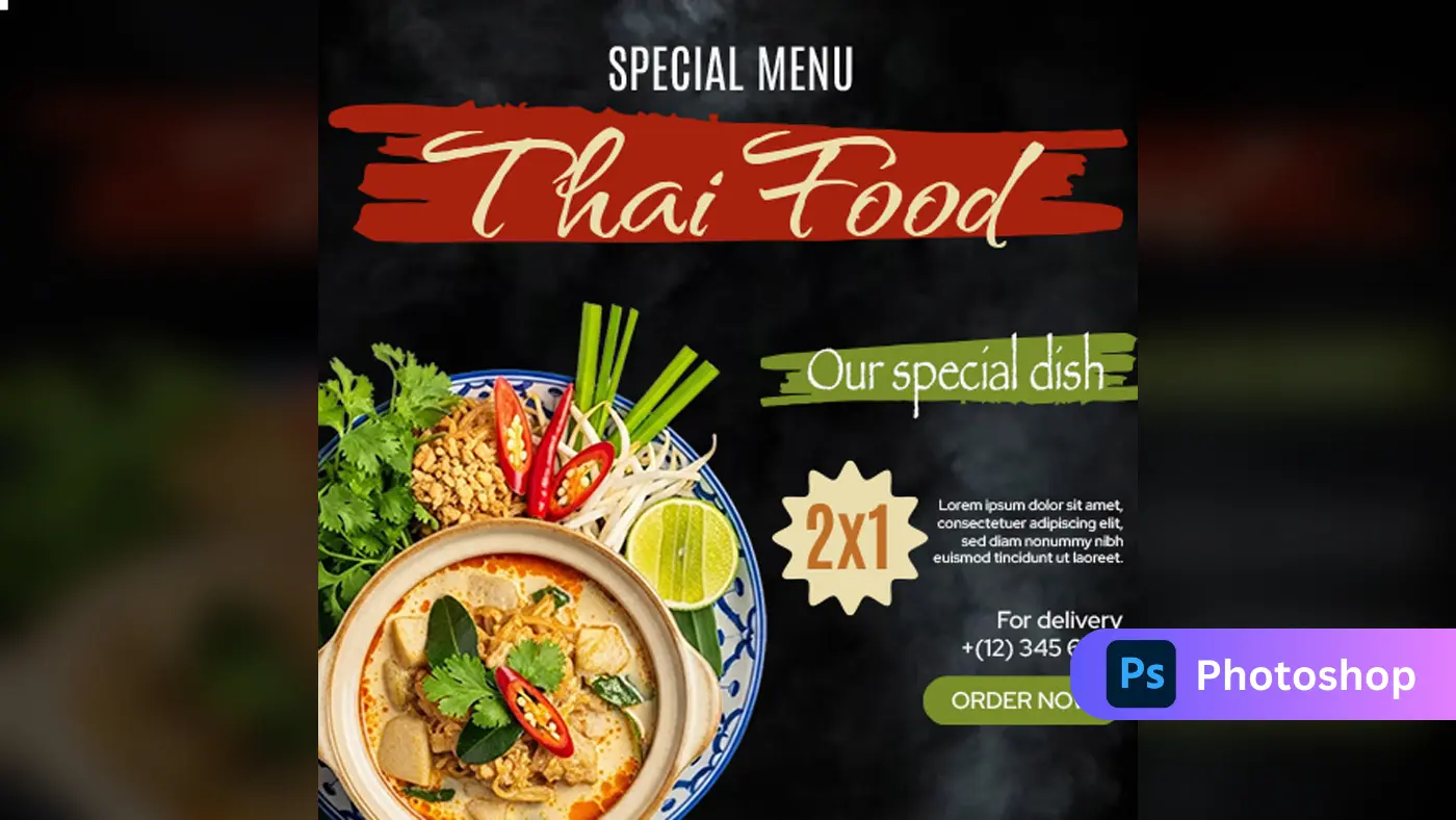 Thai Food Special Menu Promotional Template