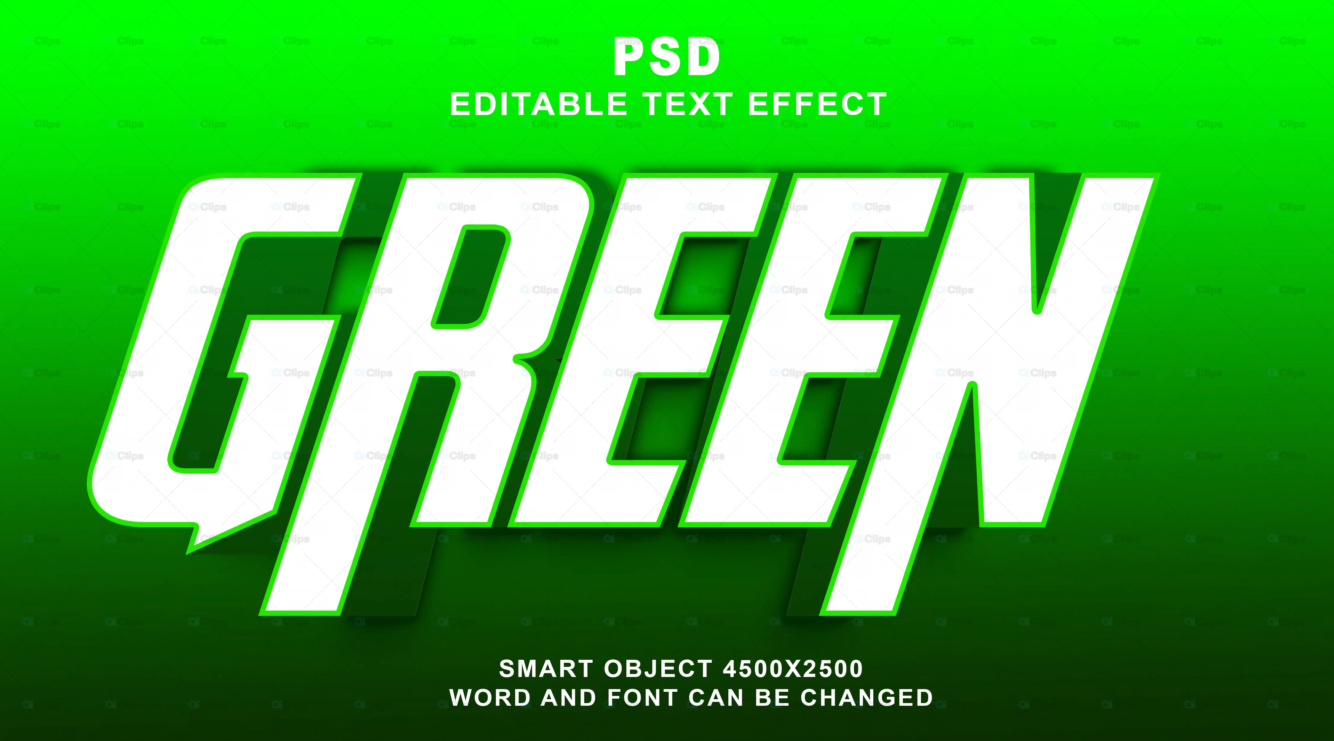 Bold Green Text Effect PSD