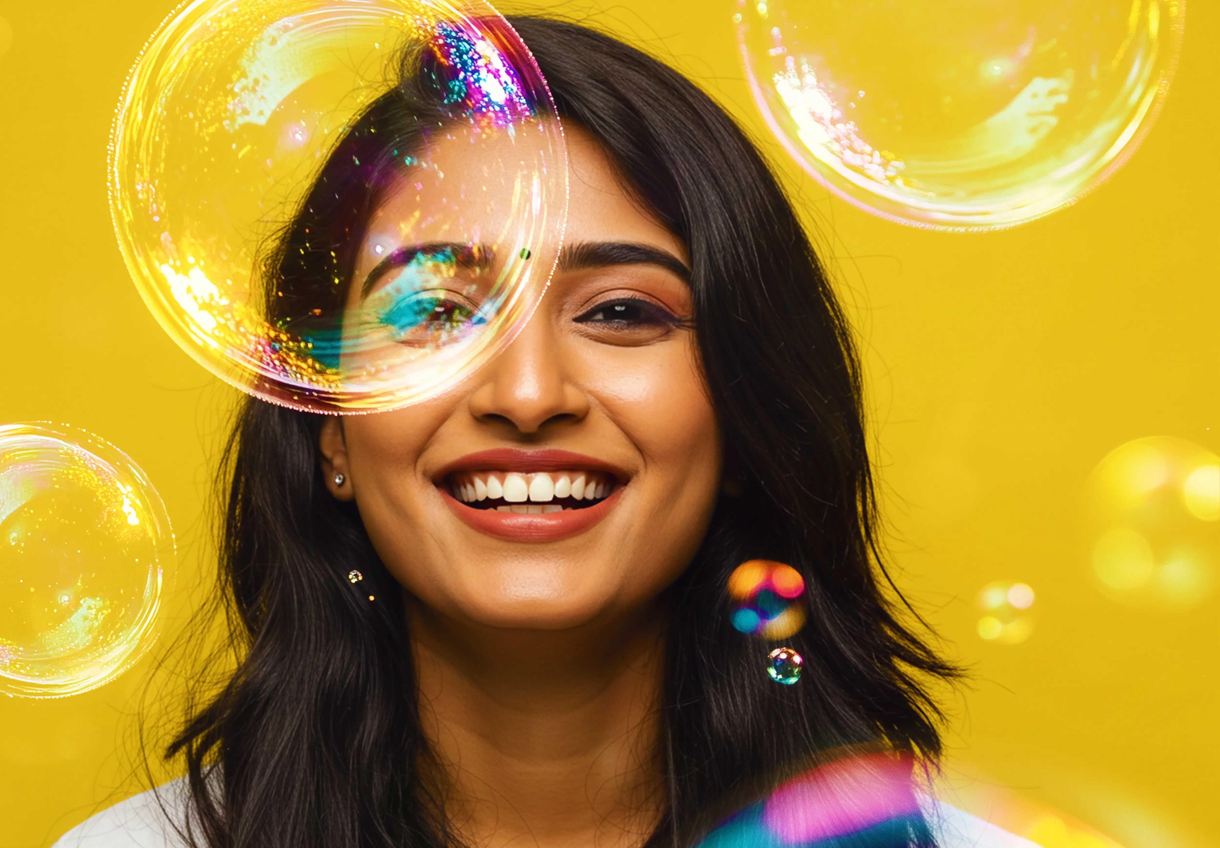 Bubble Overlay Portrait Effect Playful & Vibrant Photo Editing