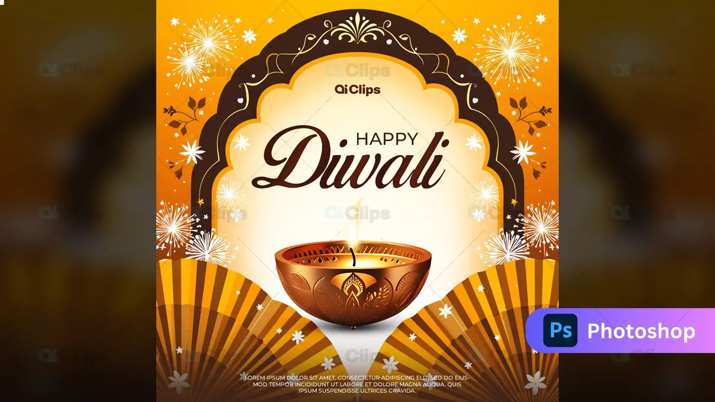 Happy Diwali Celebration Flyer PSD Template
