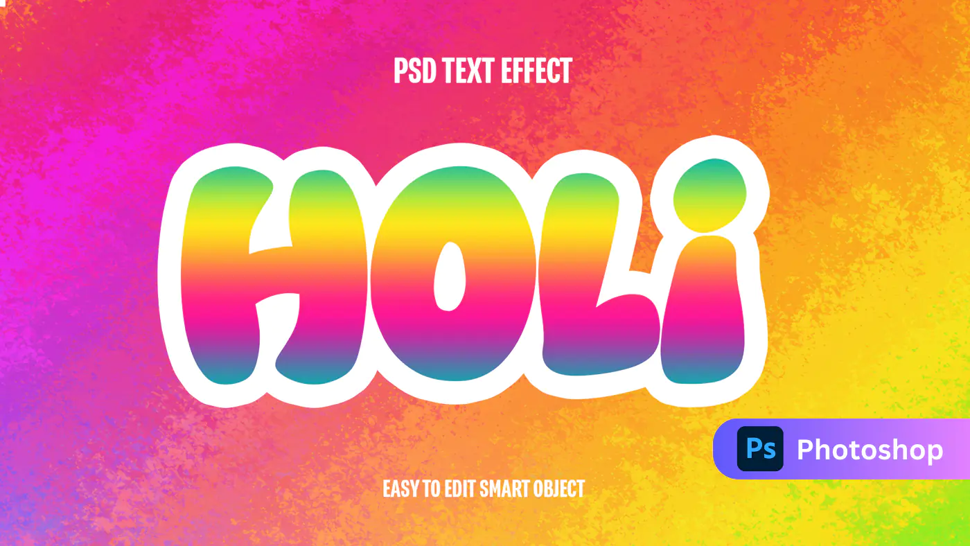 Rainbow Gradient Vibrant Holi Text Effect