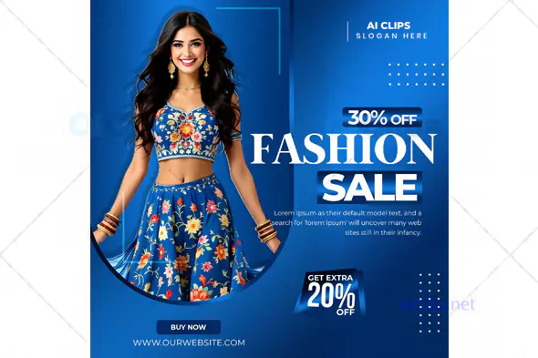 Blue Themed Fashion Sale PSD Template