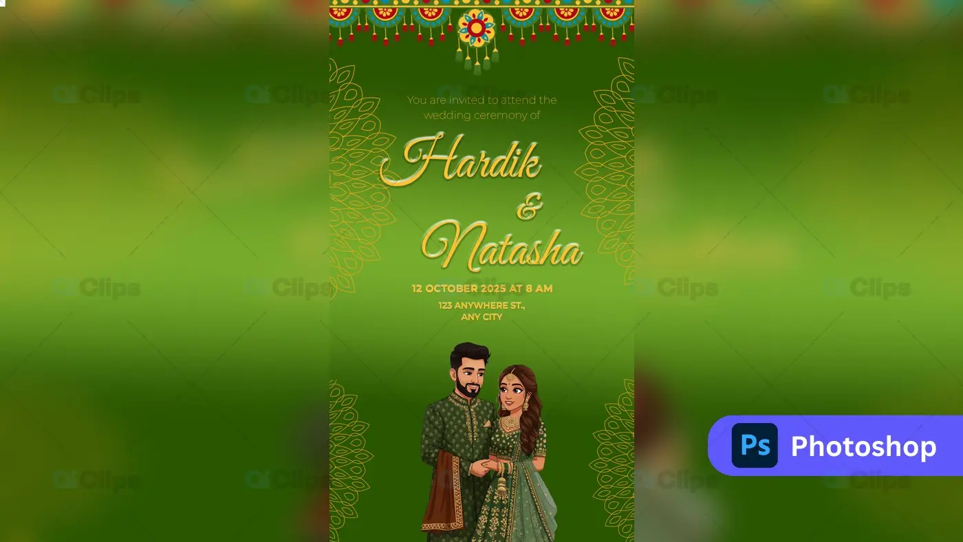 beautiful Indian  Invitation PSD Template