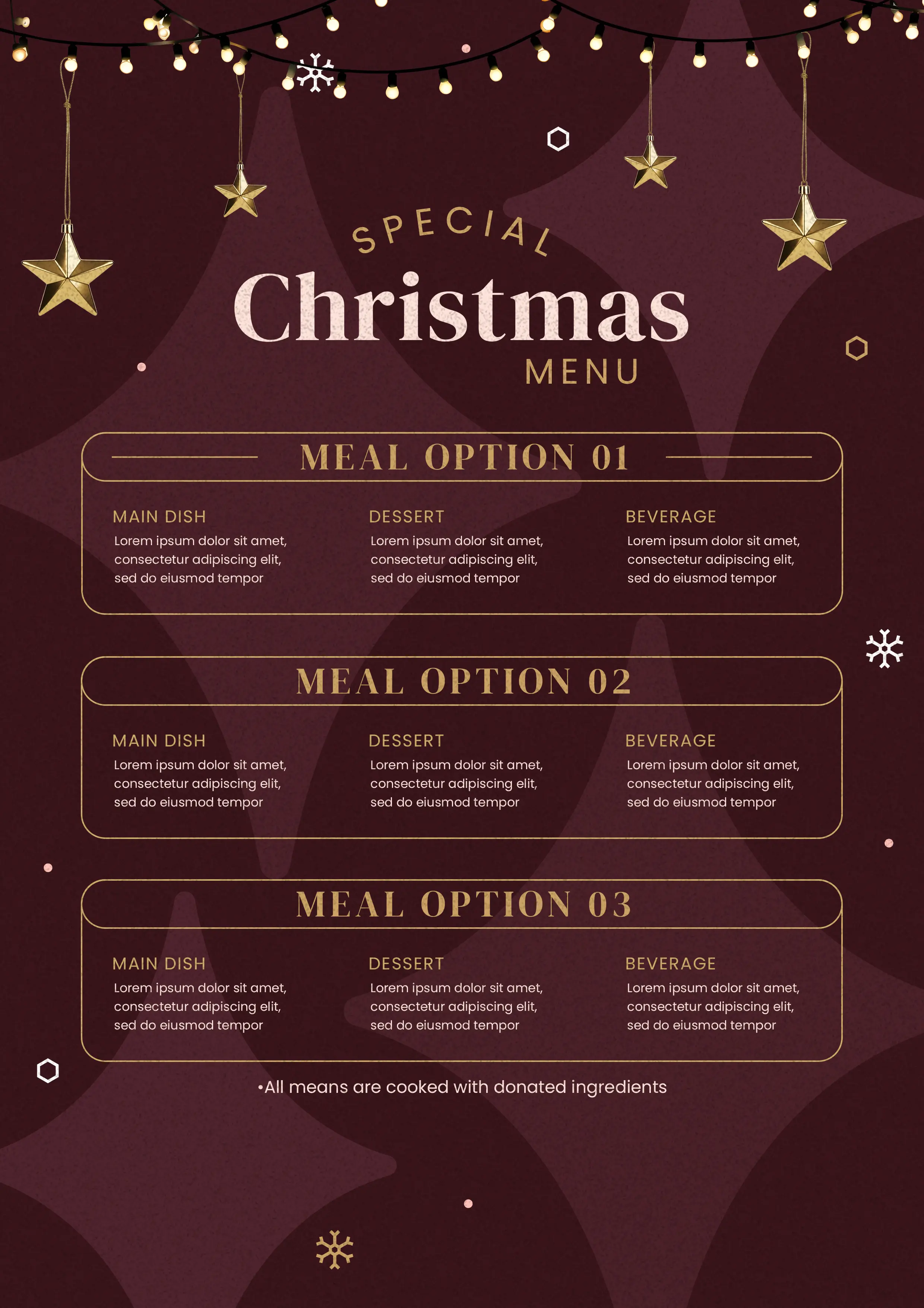 Burgundy Gold Christmas Menu Template