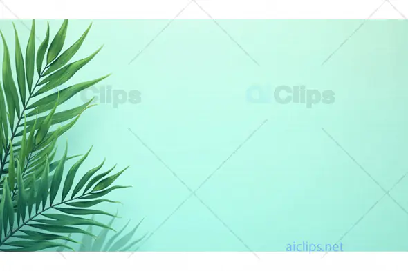 Tropical Palm Leaves on Soft Mint Green Background