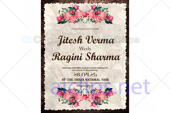 Floral Wedding Invitation PSD Template