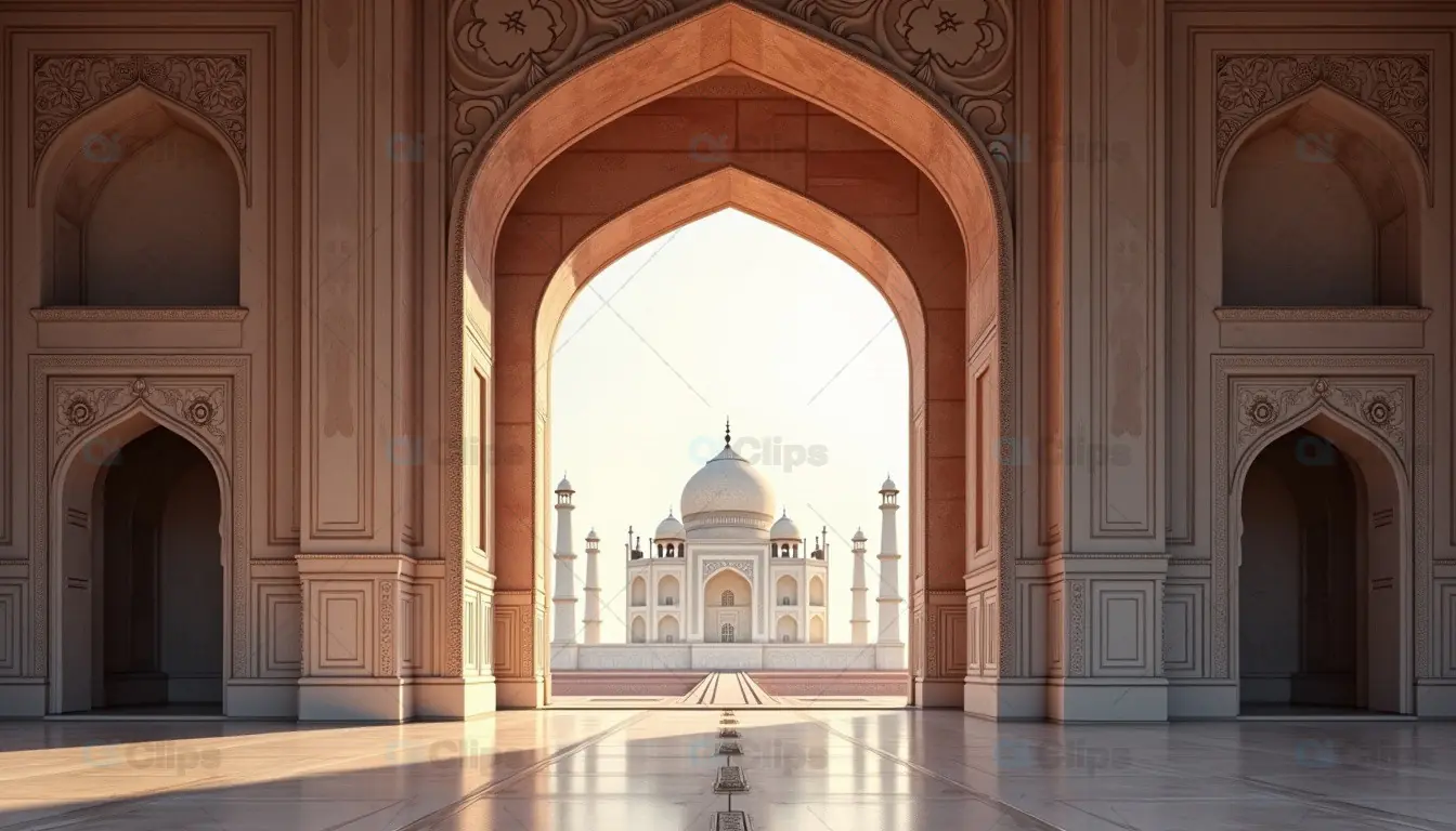 Symmetrical View of the Taj Mahal Through Archway