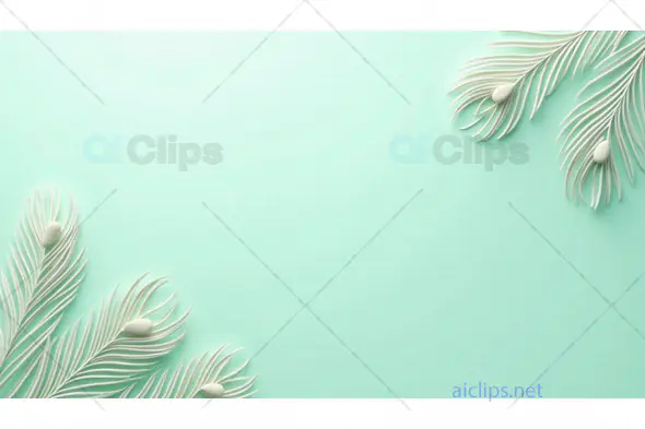 Mint Green Minimalist Feather Design with Pearls