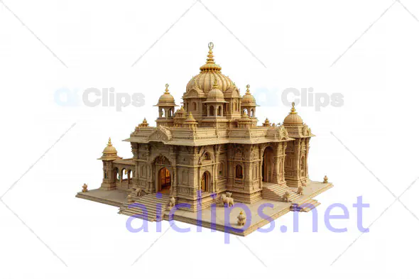 Detailed 3D Indian Temple Model with Grand Domes and Sculptural Carvings