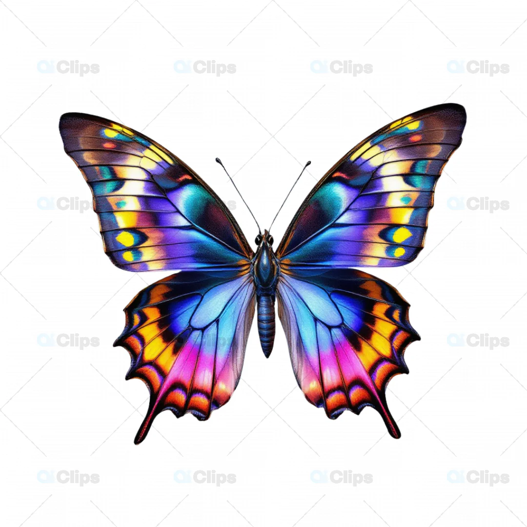 Vibrant Multicolor Butterfly 3D Model - Exotic Winged Insect Illustration