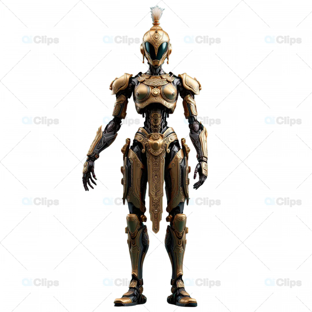 Futuristic 3D Cyber Warrior with Ornate Armor