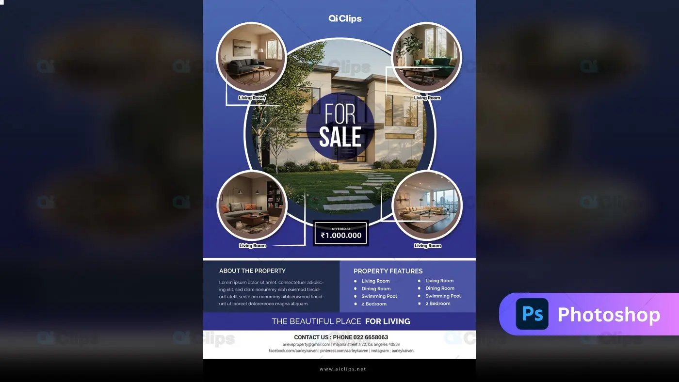 Modern Real Estate Property Sale Template with Circular Image Gallery