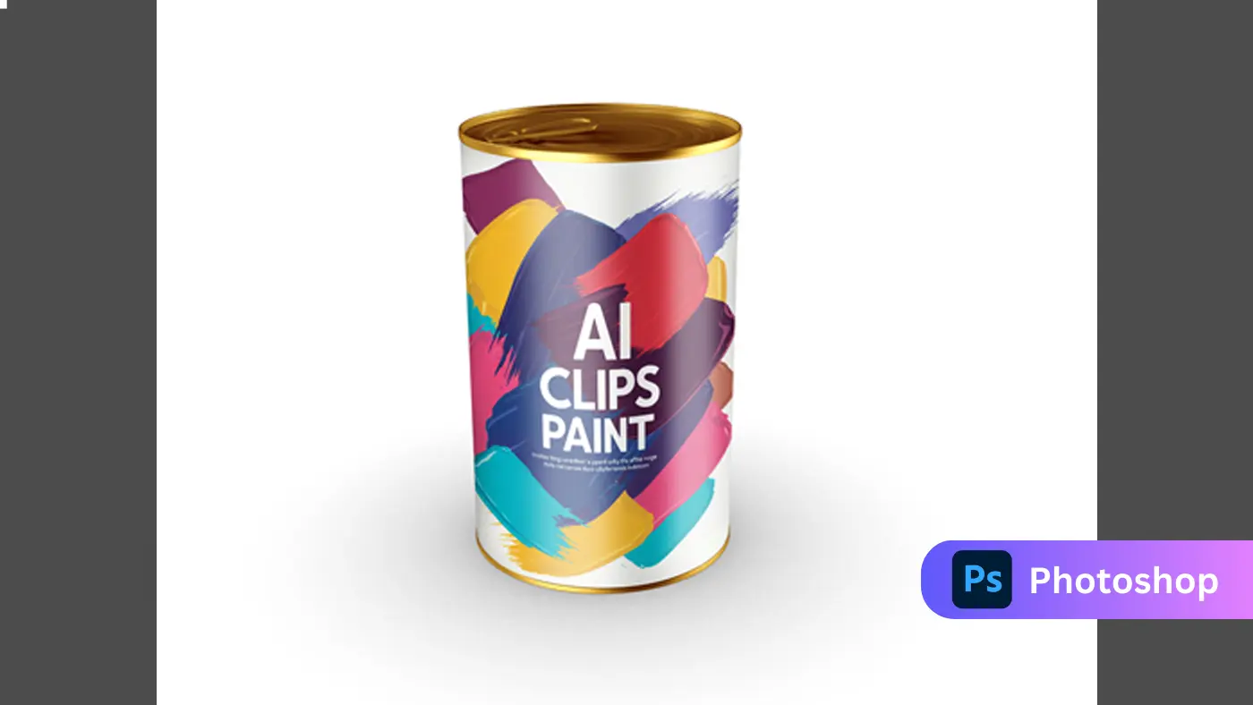 Paint Can Mockup with Color Strokes