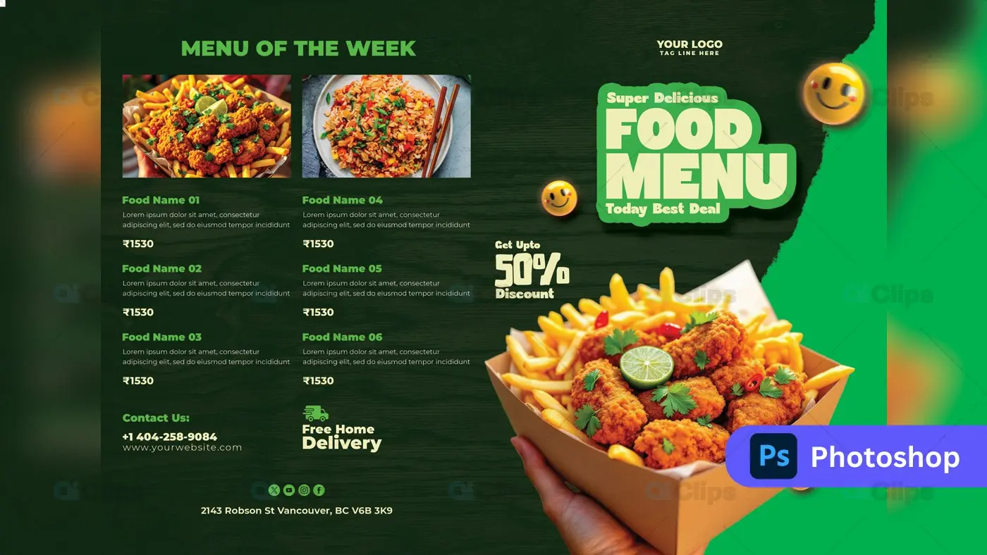 Modern Food Menu PSD Template