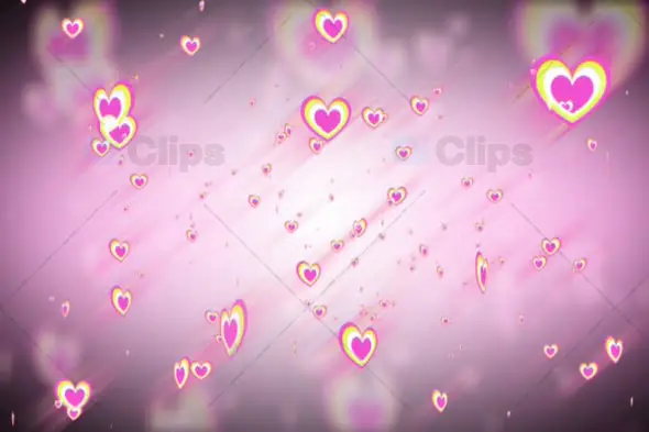 Floating Glowing Hearts on Dreamy Pink Background Animation
