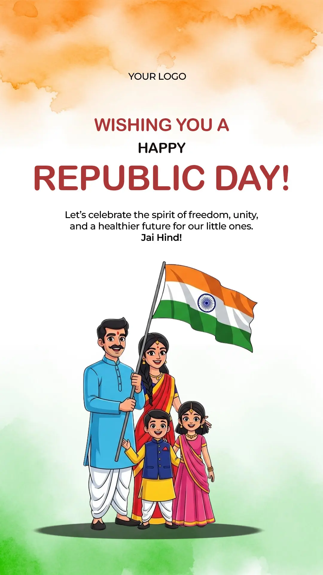 Patriotic Family Republic Day Greeting Template