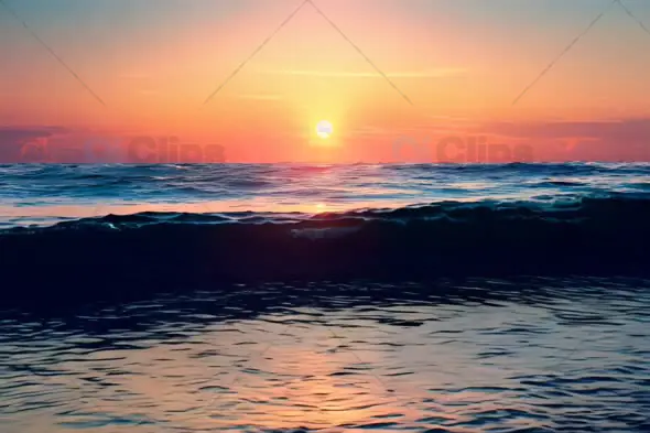 Ocean Waves at Sunset - Tranquil Sea Horizon