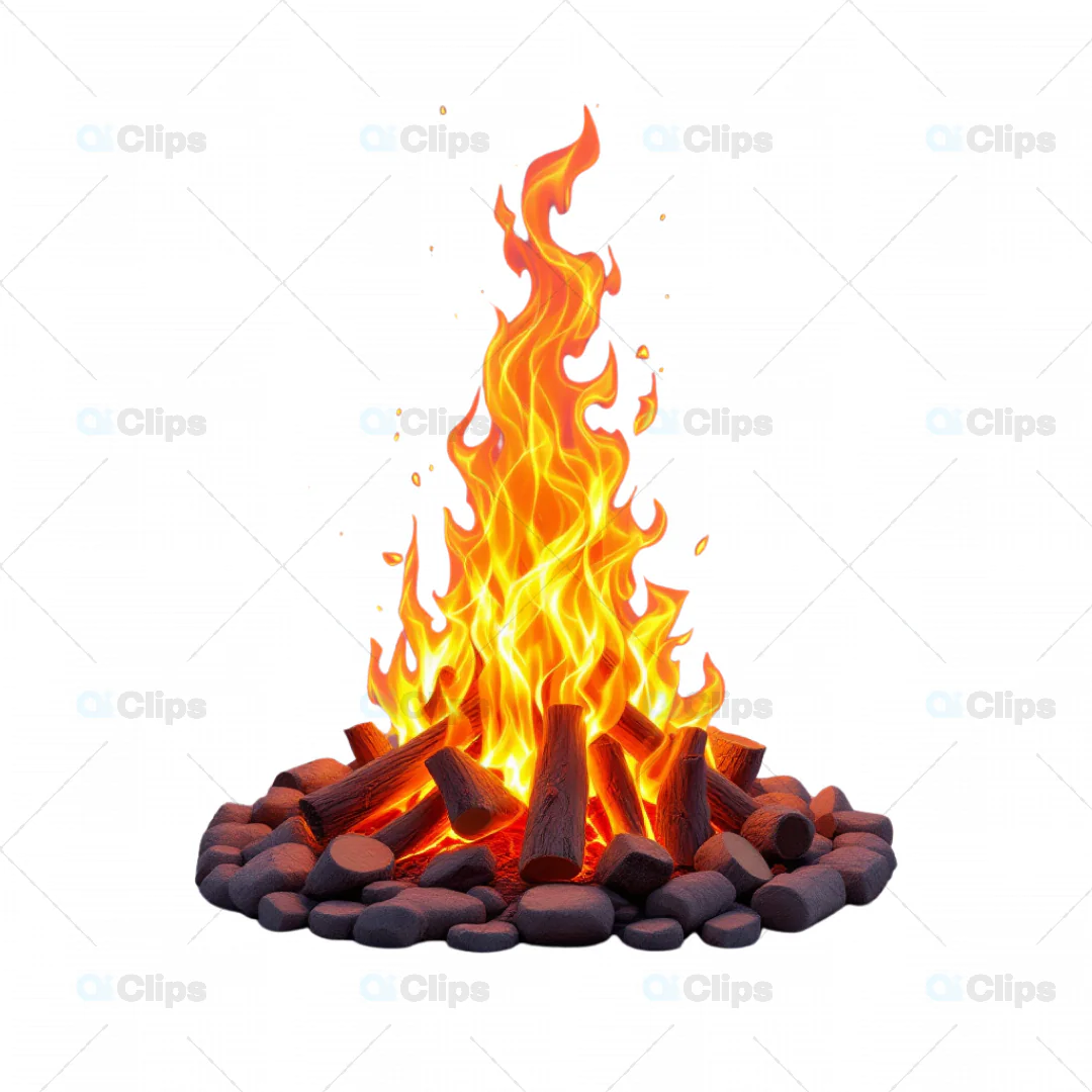 Realistic Campfire 3D Model with Flames