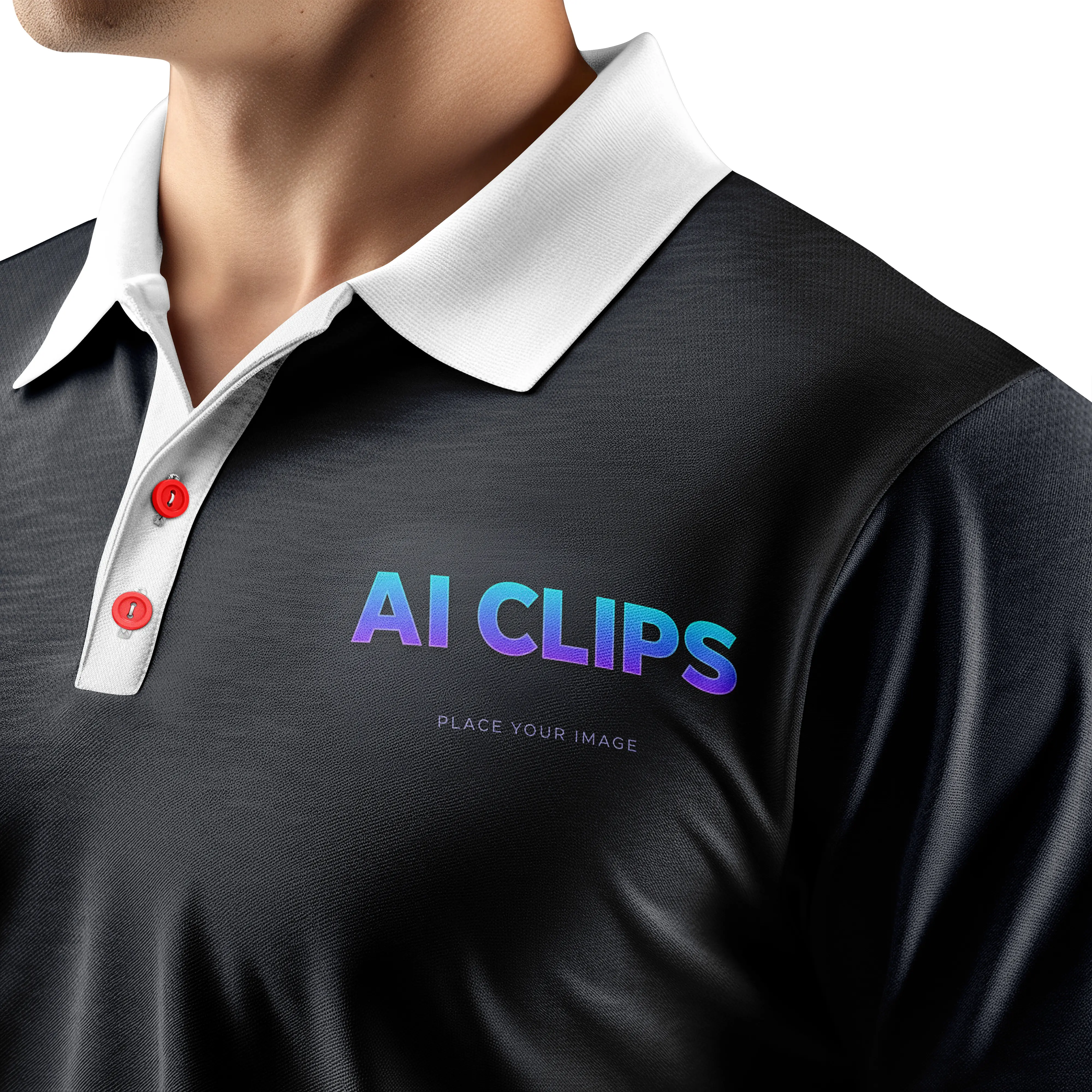 Polo Shirt Mockup Holographic Logo Effect