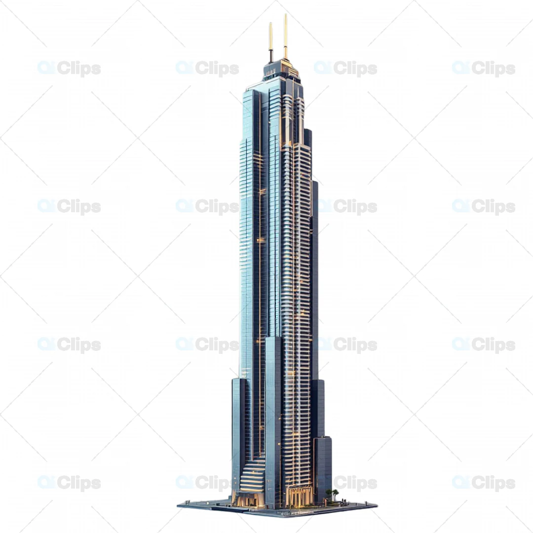 Modern High-Rise Skyscraper 3D Model with Sleek Design