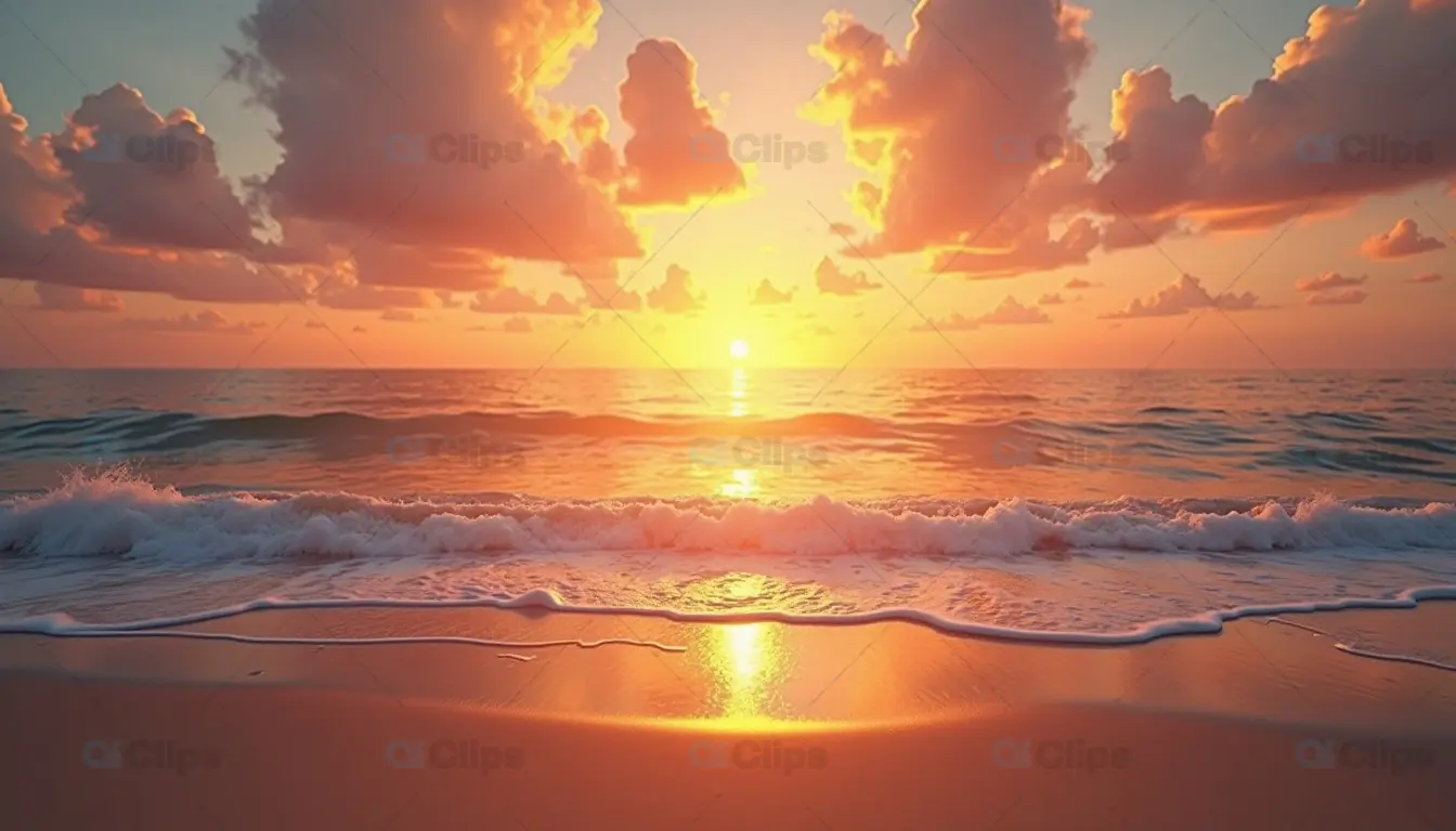Golden Sunset Beach Scene