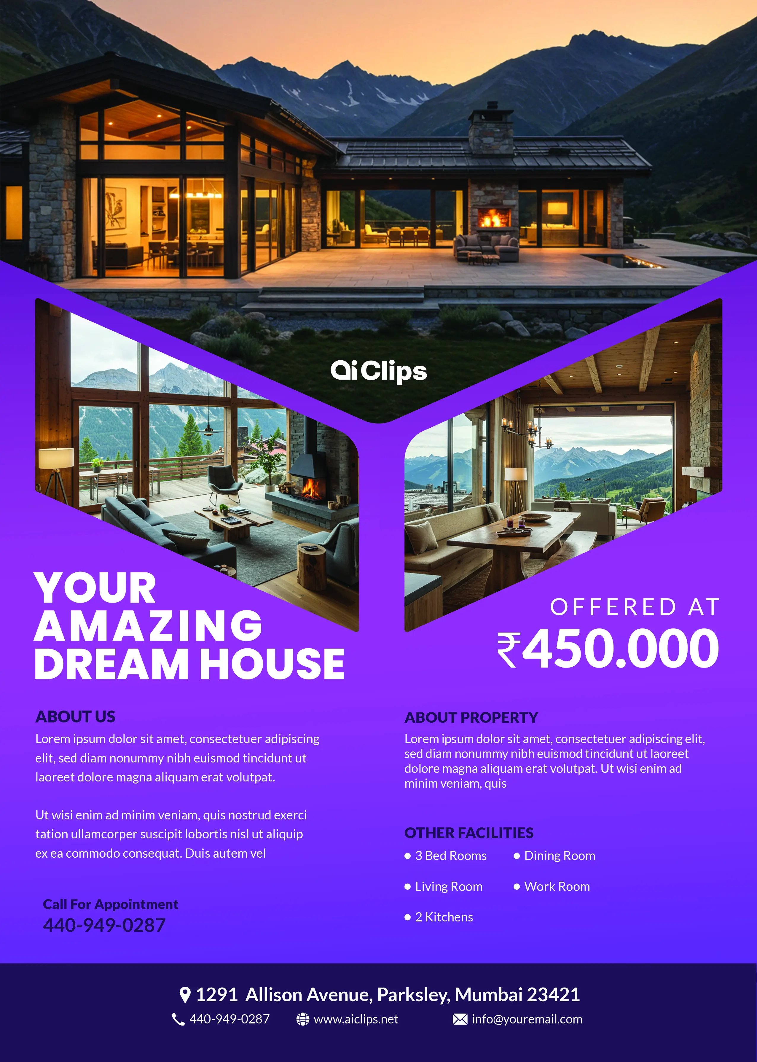 Luxury Mountain Villa Real Estate Promotional Template