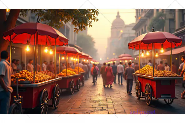 Bustling Indian Street Food Market at Du