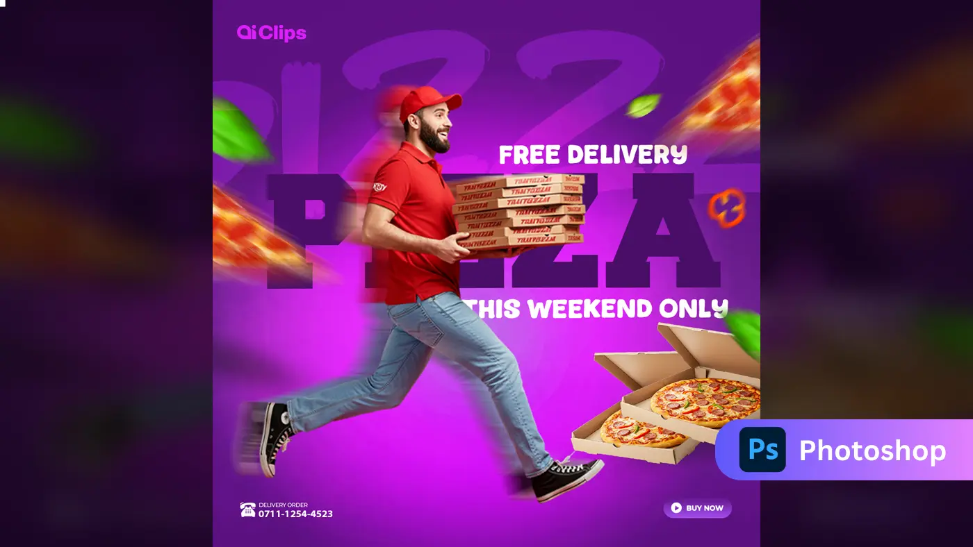 Pizza Delivery Weekend Promotion Social Media Template
